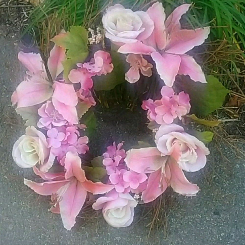 Pink floral wreath